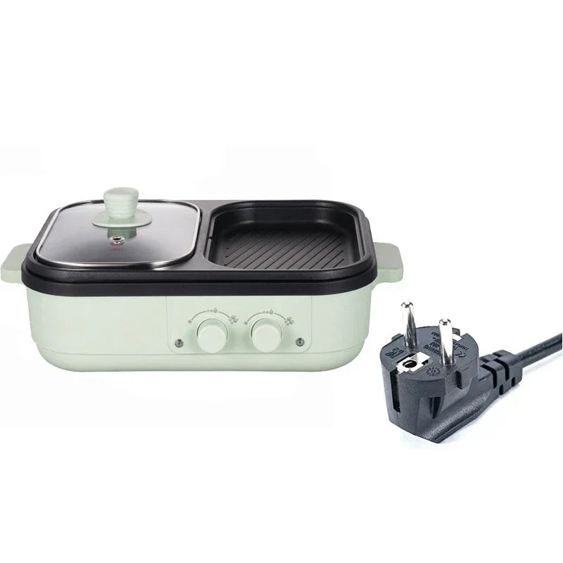 Casserole et Gril Antiadhésif 2-en-1 – Multicuiseur pour BBQ, Shabu Shabu, Steak, Ramen et Nouilles, casserole électrique