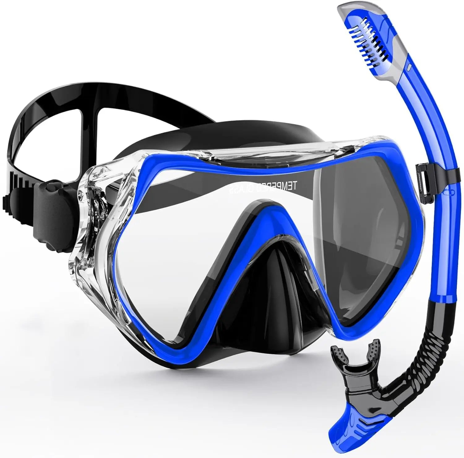 AquaVision Masque de Snorkeling Set pour Adultes | Anti-Buée & Résistant aux Chocs | Bord en Silicone & Snorkel Sec | Champ de Vision à 180°