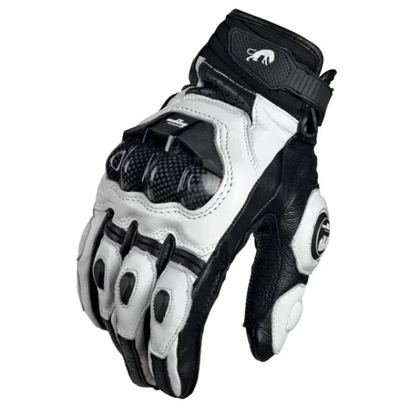 Gants de moto RidePro Carbon | Imperméables et coupe-vent | Compatibles avec écran tactile | Protecteurs en cuir véritable | Pour l'été et l'hiver