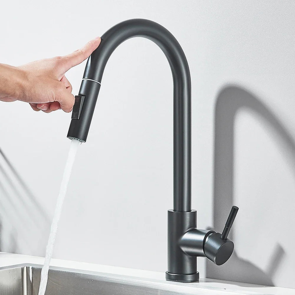 Robinet de cuisine extensible à commande tactile intelligente