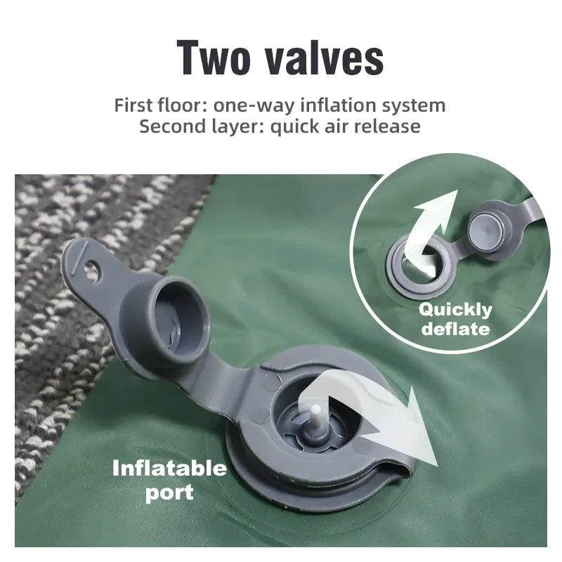 Matelas de camping double-avec matelas auto-gonflant et oreiller – Matelas gonflable pour randonnée en plein air pour 2 personnes