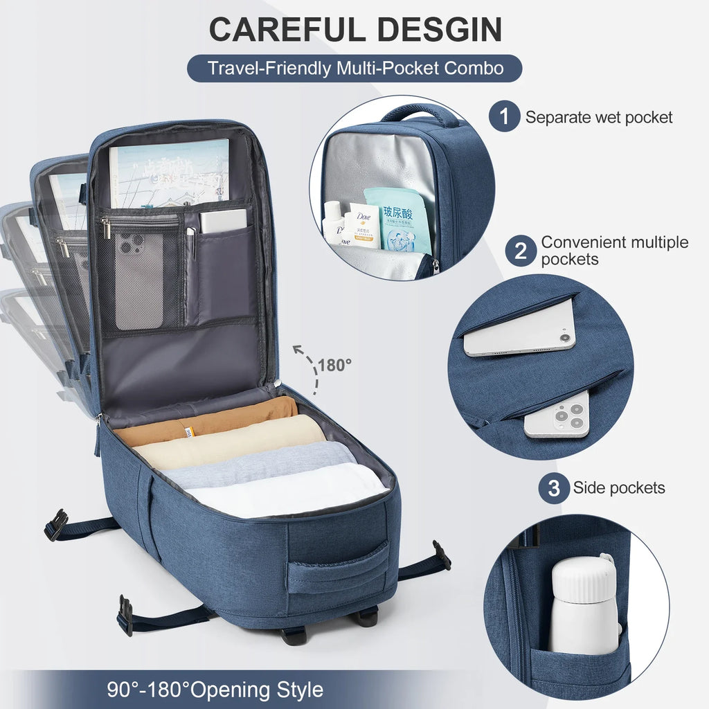 Sac à dos de voyage Travomate | Étanche & Polyvalent | Compartiment pour ordinateur portable 15,6" | Grande capacité avec séparation humide-sèche