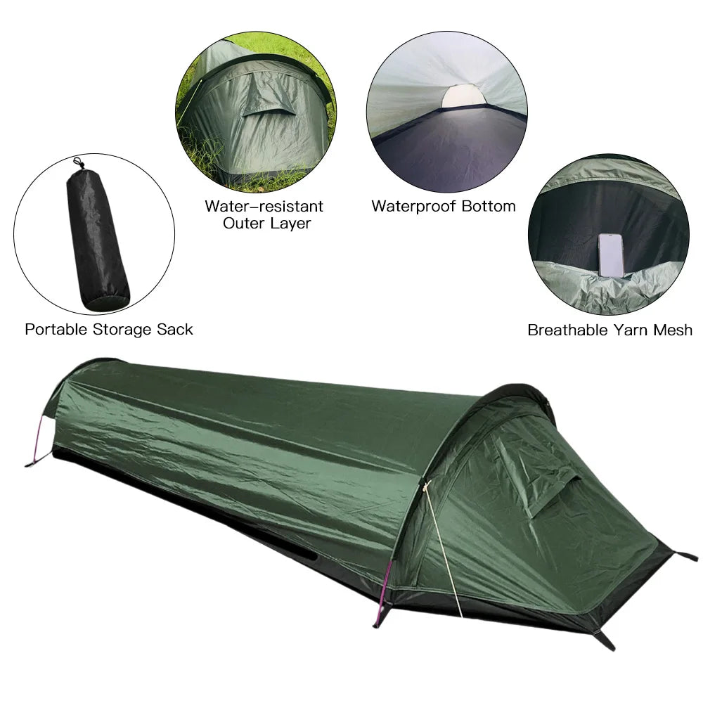 Skanto | Trekvento SoloShield Tente Ultralégère | Imperméable & Résistante au Vent | Avec Pôles en Aluminium & Sac de Rangement | Pour Randonnées, Voyages & Camping