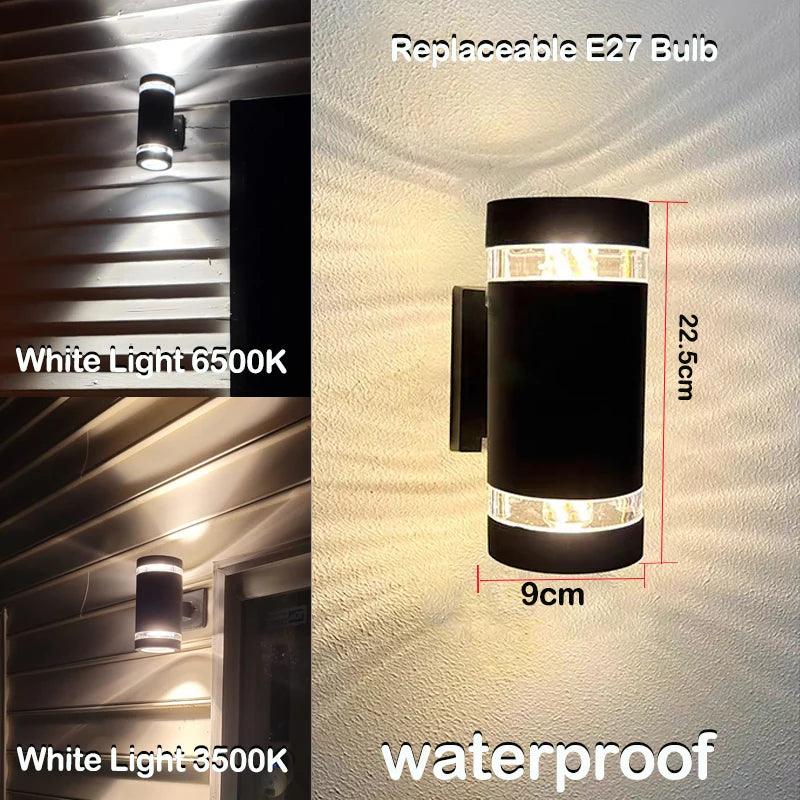 LumiBloc Applique LED extérieure | Effet Up & Down | Douille E27 | Étanche IP65 | Design moderne pour jardin et balcon