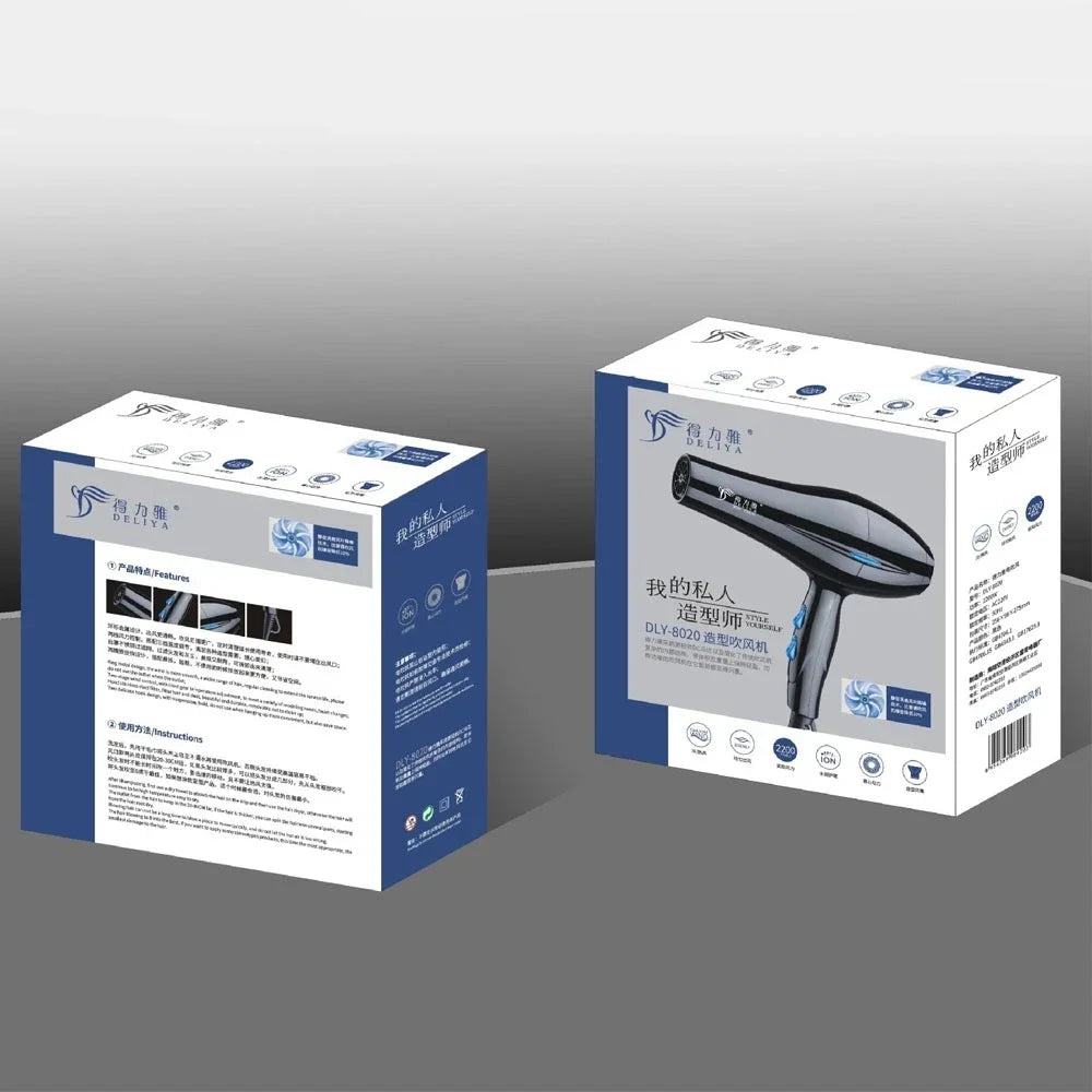 Sèche-cheveux Professionnel 2200W – Chauffage Rapide Puissant avec Réglages Chauds et Froids