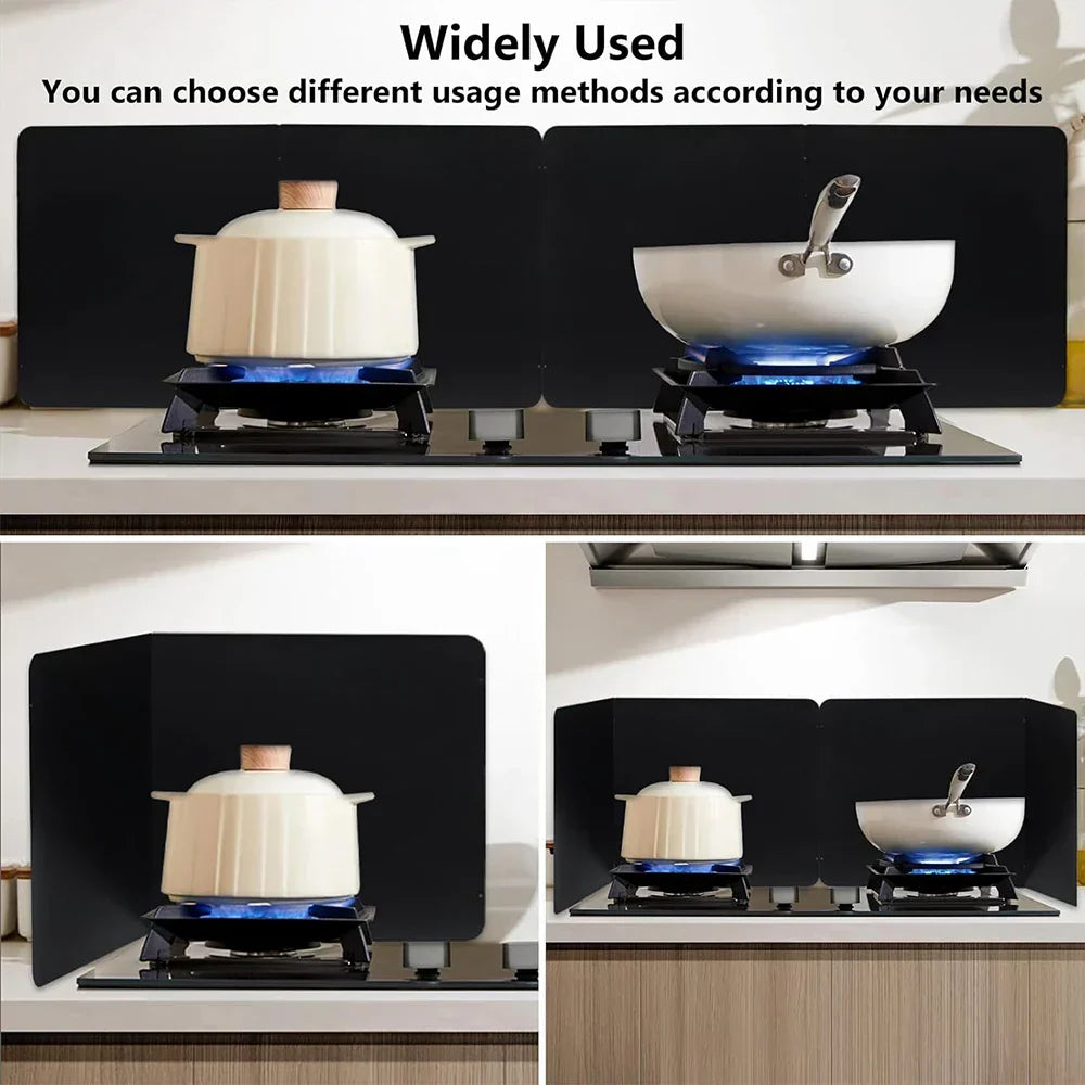 Écran de protection pliable en acier inoxydable contre les éclaboussures de graisse 2 côtés – CookShield