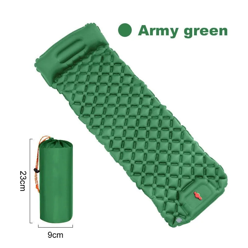 Matelas de camping double-avec matelas auto-gonflant et oreiller – Matelas gonflable pour randonnée en plein air pour 2 personnes