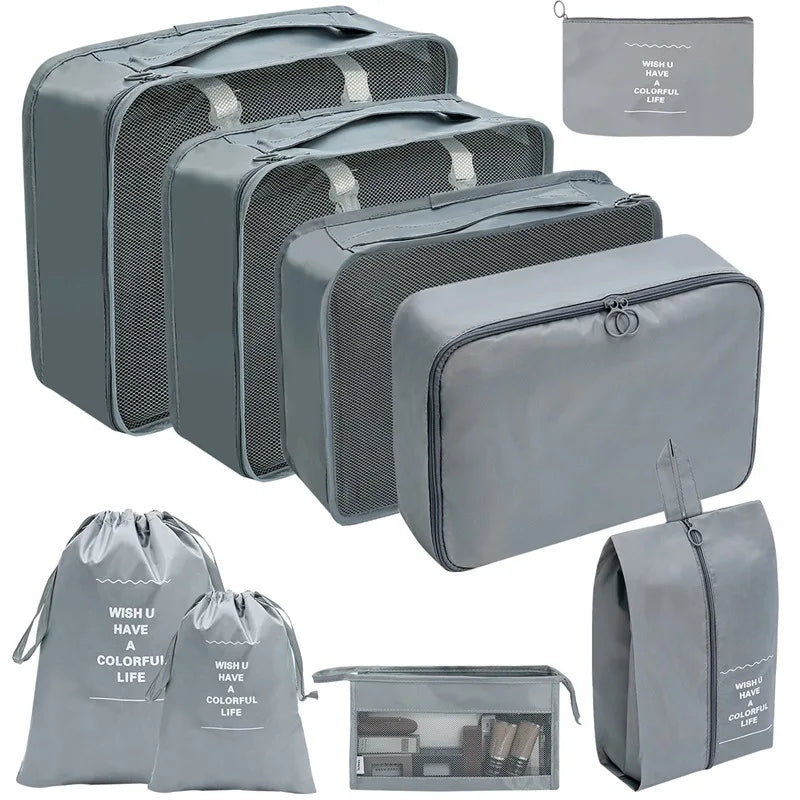 PackWunder Set d'Organisateurs de Voyage 7/8/9/10 pièces | Organisateurs de valise pliables | Pour vêtements, chaussures & accessoires