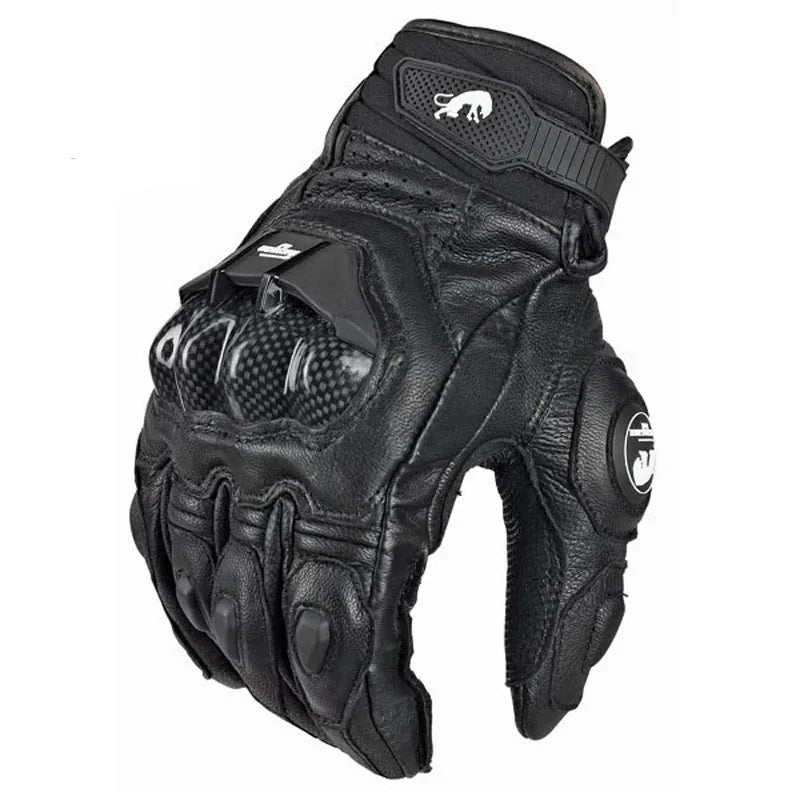 Gants de moto RidePro Carbon | Imperméables et coupe-vent | Compatibles avec écran tactile | Protecteurs en cuir véritable | Pour l'été et l'hiver