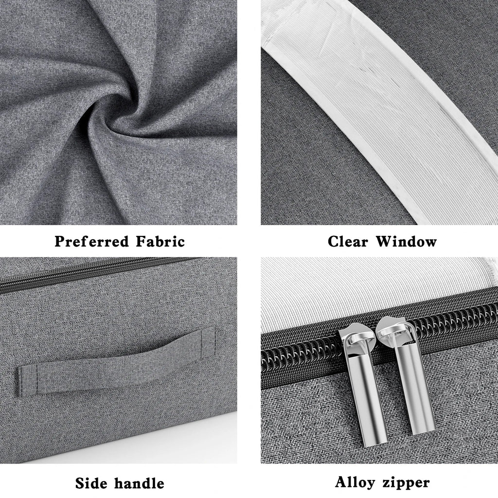 Sac de rangement Livono | Extra Grand & Pliable | Avec fenêtre transparente & fermeture éclair | Tissu cationique Gris
