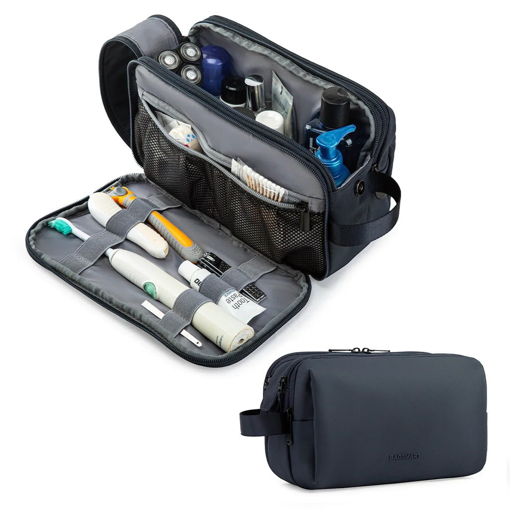 Trousse de toilette imperméable avec plusieurs compartiments et fermetures éclair – Pratique pour les voyages
