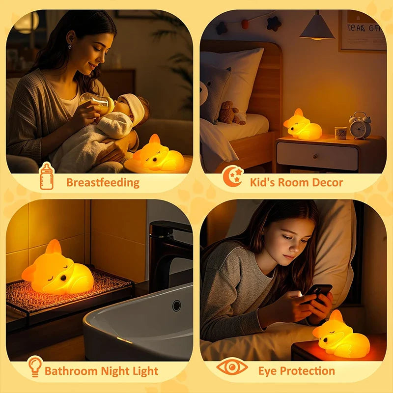 Veilleuse Fuchs en silicone | Rechargeable, dimmable & avec minuterie | Idée cadeau douce pour enfants & adultes
