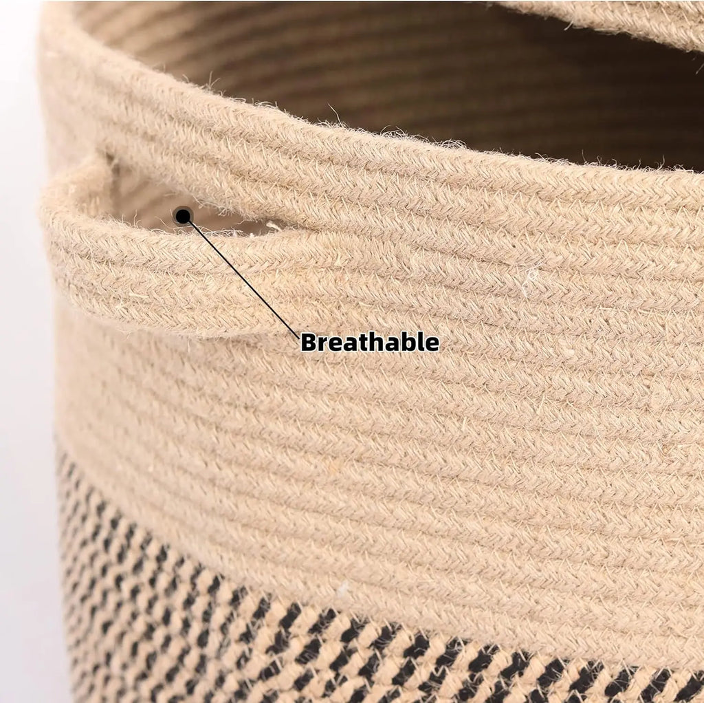 Panier tressé pour le linge et le rangement avec couvercle 60L – Amara