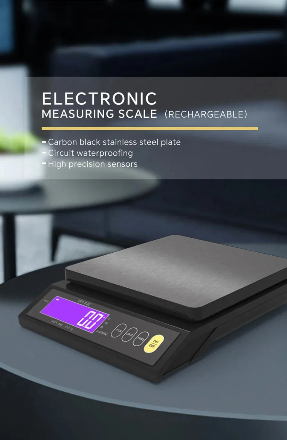 Balance de cuisine électronique numérique 5 kg/0,1 g et 10 kg/1 g, écran LCD, outil en acier inoxydable entièrement étanche pour la pâtisserie