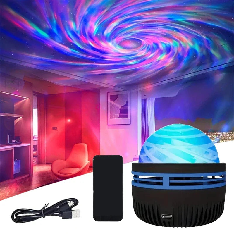 Polariva Projecteur d'Aurore Boréale | Synchronisation Musicale & Télécommande | Lumière Ambiante RGB | Chargement USB | 7,8×7,8×8,7 cm