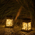 Lanterne solaire LED décorative pour jardin avec verre
