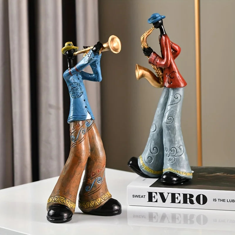 Figurine décorative de musicien en résine en position debout
