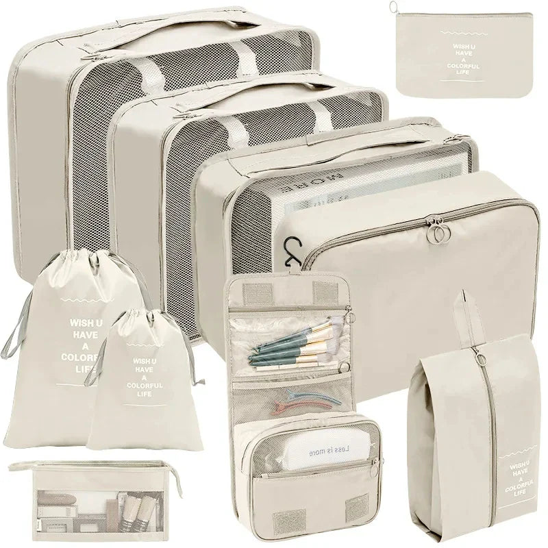 PackWunder Set d'Organisateurs de Voyage 7/8/9/10 pièces | Organisateurs de valise pliables | Pour vêtements, chaussures & accessoires