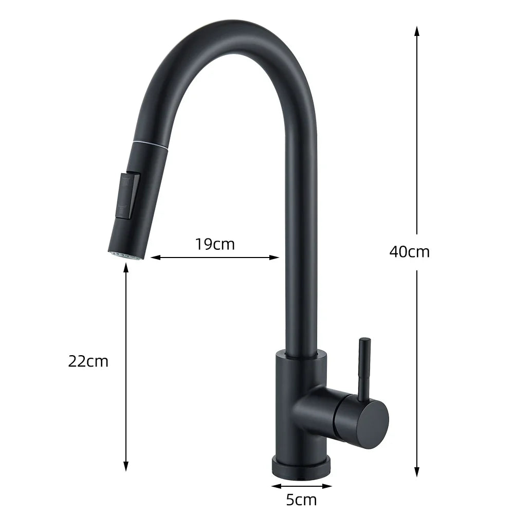 Robinet de cuisine extensible à commande tactile intelligente