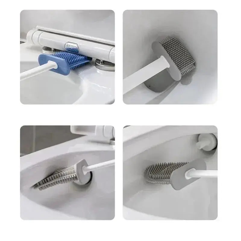 Brosse de toilette HygieBrush DuoClean | Ensemble de brosses WC en silicone 2-en-1 avec support mural | Antibactérien & gain de place