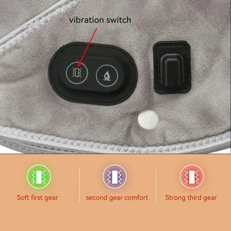 Massager de cou et d'épaules chauffant ThermoLiva | Coussin chauffant USB avec vibration | 3 niveaux de température & minuterie | Doux en peluche