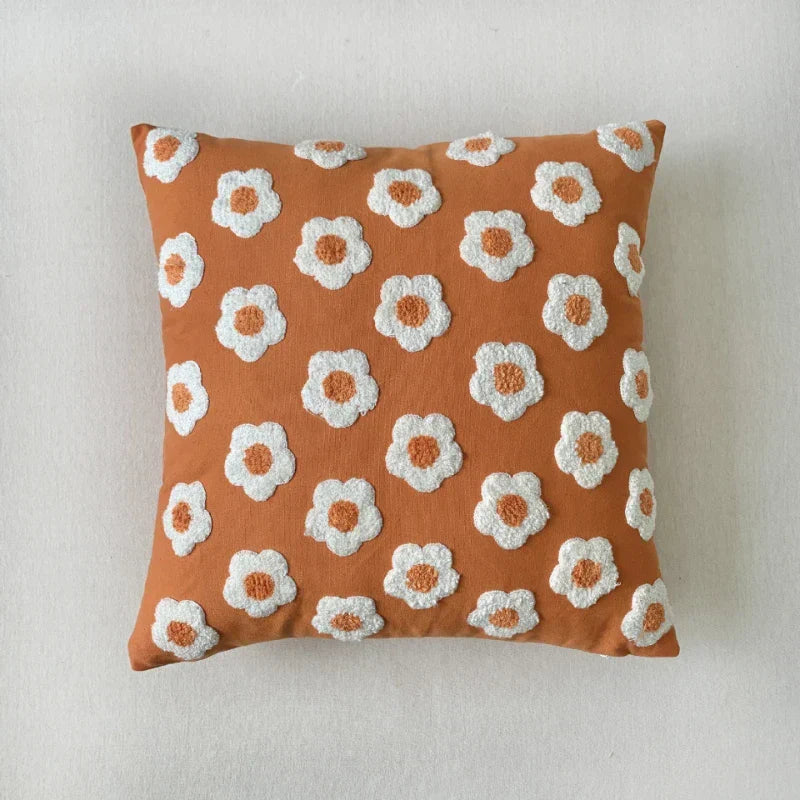 Housse de Coussin Jacquard Avec Broderie 45x45 Cm