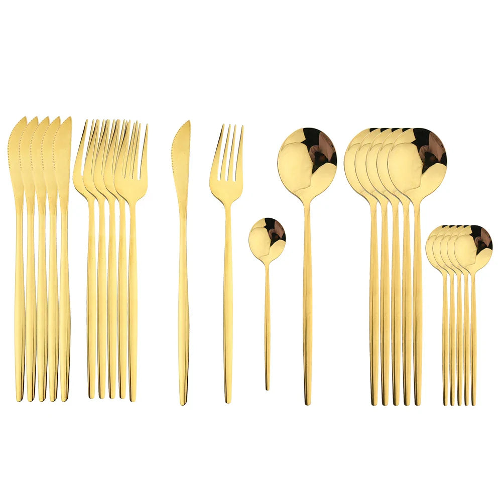 Ensemble de Couverts en Or Luxe - Pour une Mise en Table Élégante