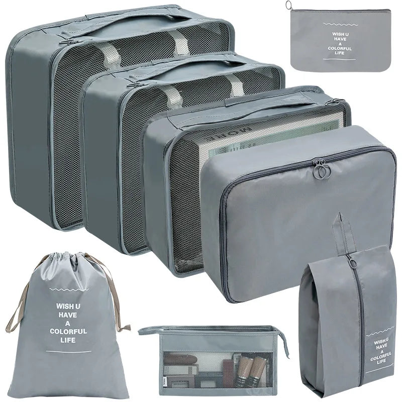 PackWunder Set d'Organisateurs de Voyage 7/8/9/10 pièces | Organisateurs de valise pliables | Pour vêtements, chaussures & accessoires