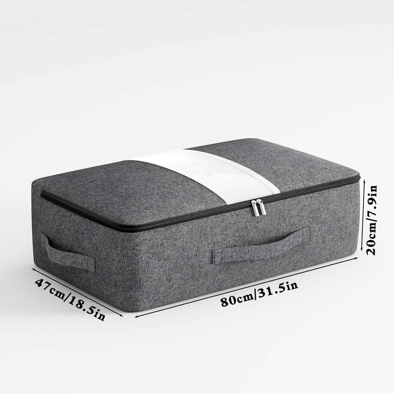Sac de rangement Livono | Extra Grand & Pliable | Avec fenêtre transparente & fermeture éclair | Tissu cationique Gris