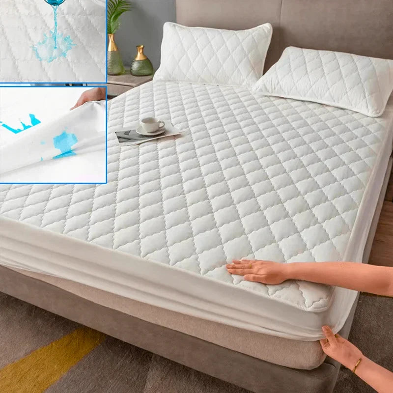 Housse de Matelas Imperméable – Protection pour Taille Twin/Full/140/160, Gris/Blanc, Options de Tailles Multiples