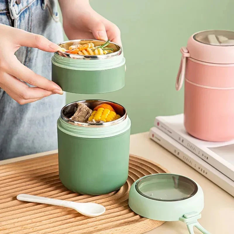 ThermoMea Conteneur Thermique en Acier Inoxydable | 530 ml / 710 ml | Tasse à Soupe & Déjeuner Isolée | Étanche & Durable