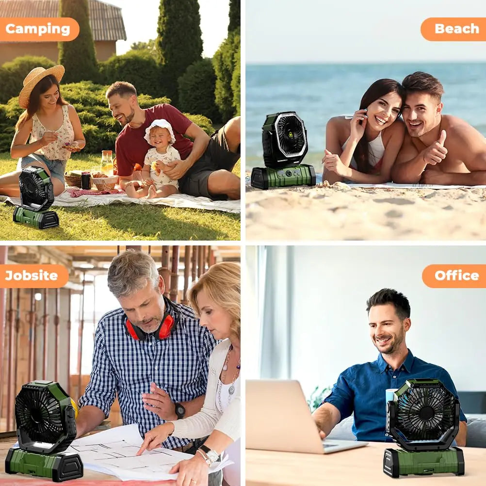 Ventilateur de camping avec batterie de 20 000 mAh, lumière LED et télécommande – AirMate