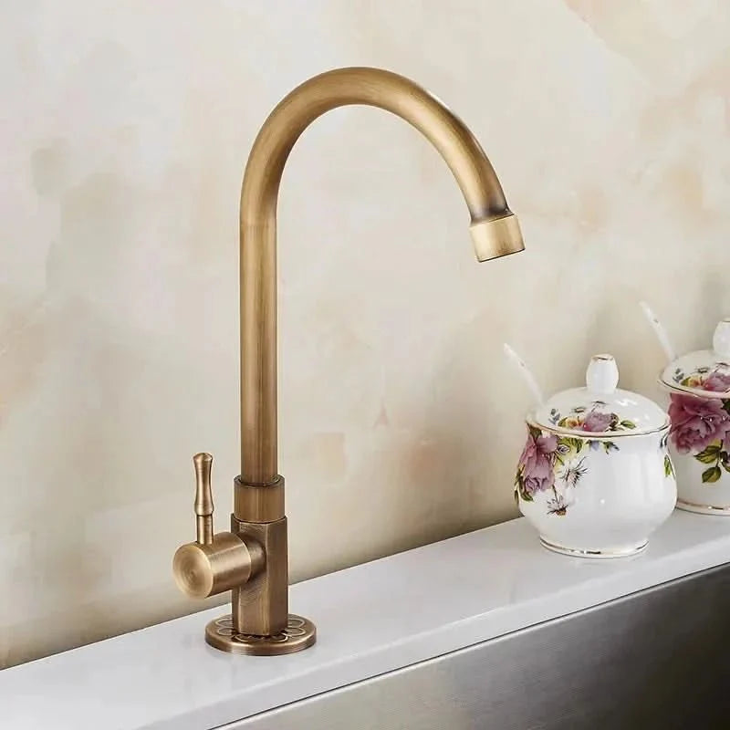 GOLDENSWAN – Robinet antique en laiton pour cuisine et salle de bain