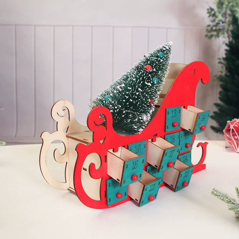 Calendrier de Compte à Rebours de Noël en Bois pour Bureau