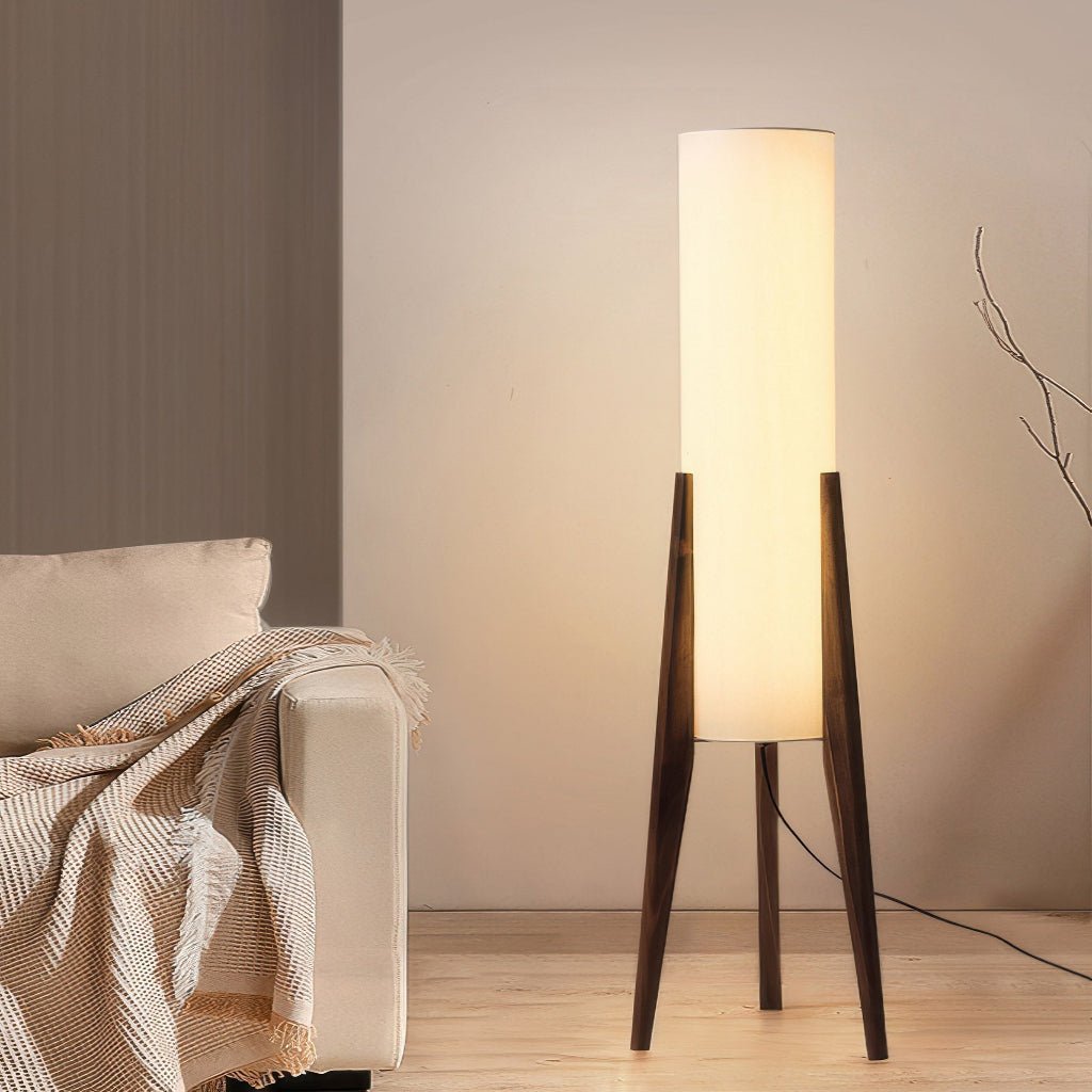 LIGNELUX – Lampe sur pied scandinave en bois de noyer avec éclairage LED dimmable