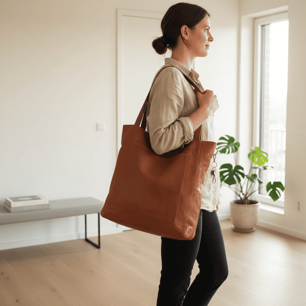 Skanto | Sac à épaule durable en cuir véritable doux