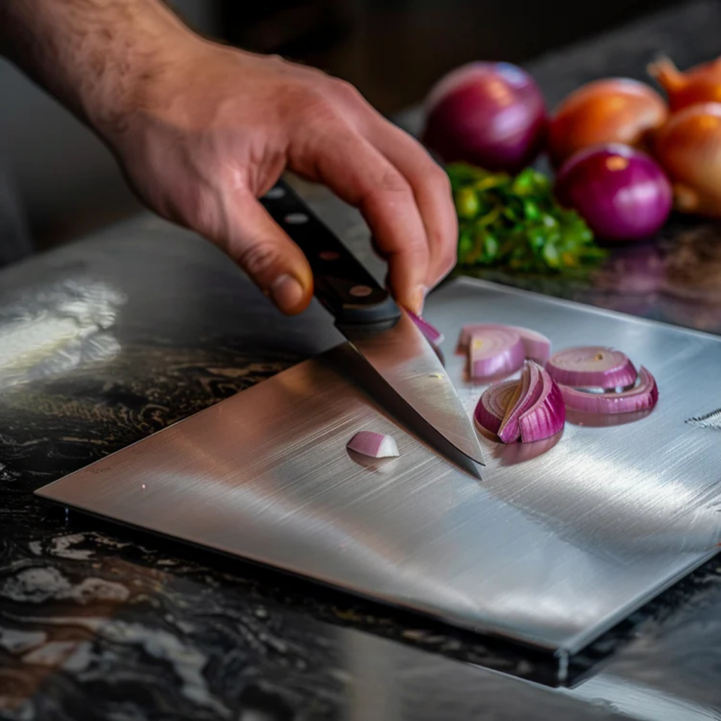 Planche à découper en acier inoxydable pour chefs professionnels et amateurs