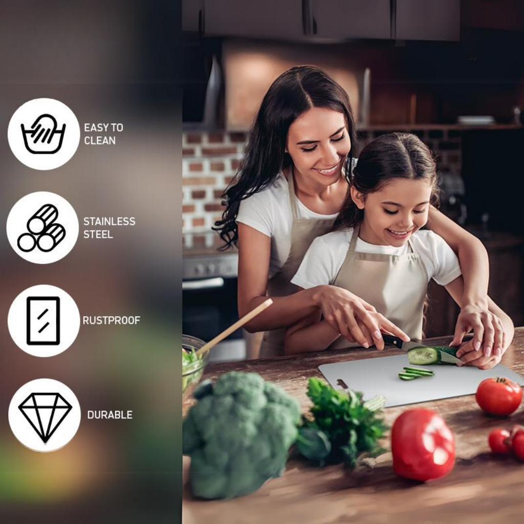 Planche à découper en acier inoxydable pour chefs professionnels et amateurs