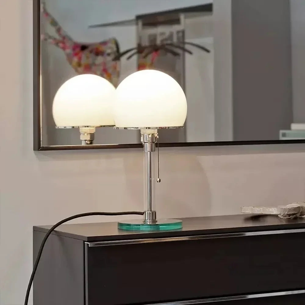 Lampe de table en verre Wilora Bauhaus