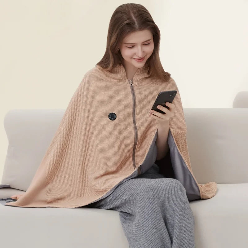 CozyTherm Wear Couverture Chauffante USB à Porter | 150 × 85 cm | 3 Niveaux de Température | Lavable en Machine & Portable