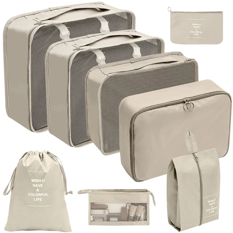 PackWunder Set d'Organisateurs de Voyage 7/8/9/10 pièces | Organisateurs de valise pliables | Pour vêtements, chaussures & accessoires