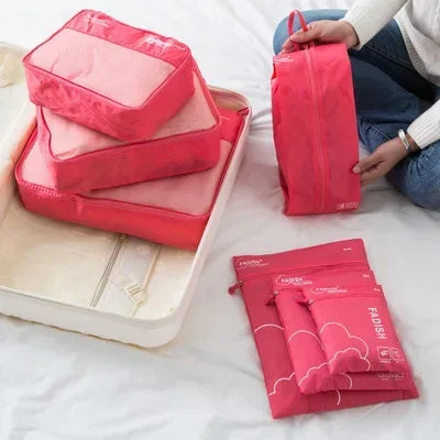 Packavio Set d'Organisateurs de Voyage 7 pièces | Sacs de Valise pour Vêtements & Chaussures | Gain de Place & Résistant à l'Eau