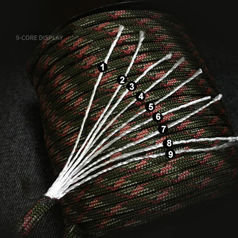 Skanto | Paracorde 550 Standard Militaire : 100m 4mm Équipement de survie extérieur pour parachute, tente, lanière, ceinture - corde à 9 brins pour le camping et les situations d'urgence