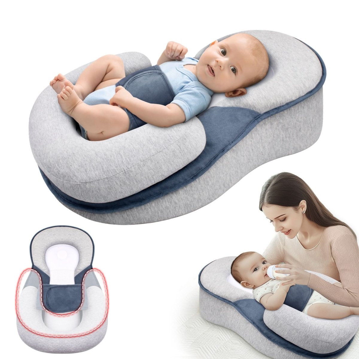 NESTLENAP Coussin pour Bébé – Coussin Ergonomique pour un Sommeil Sûr des Bébés