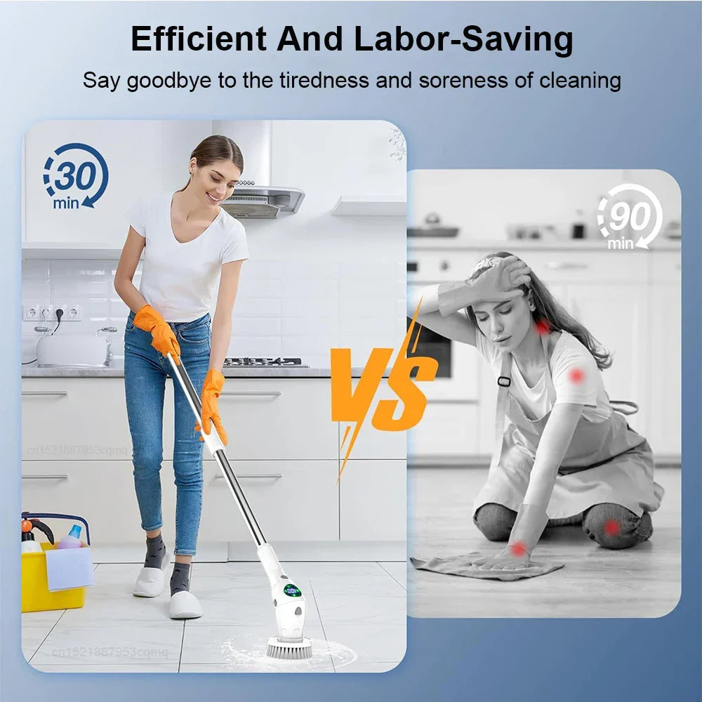 Solution de nettoyage simple : Brosse de nettoyage électrique multifonctionnelle 8-en-1 – Sans fil et rotative pour la salle de bain, la cuisine, les fenêtres et les toilettes