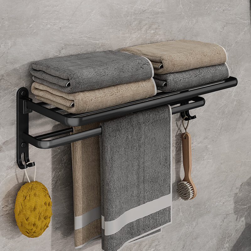 Skanto | EasyFold Noir Porte-serviettes Mural Pliable – Gain de Place & Élégant Rangement de Salle de Bain