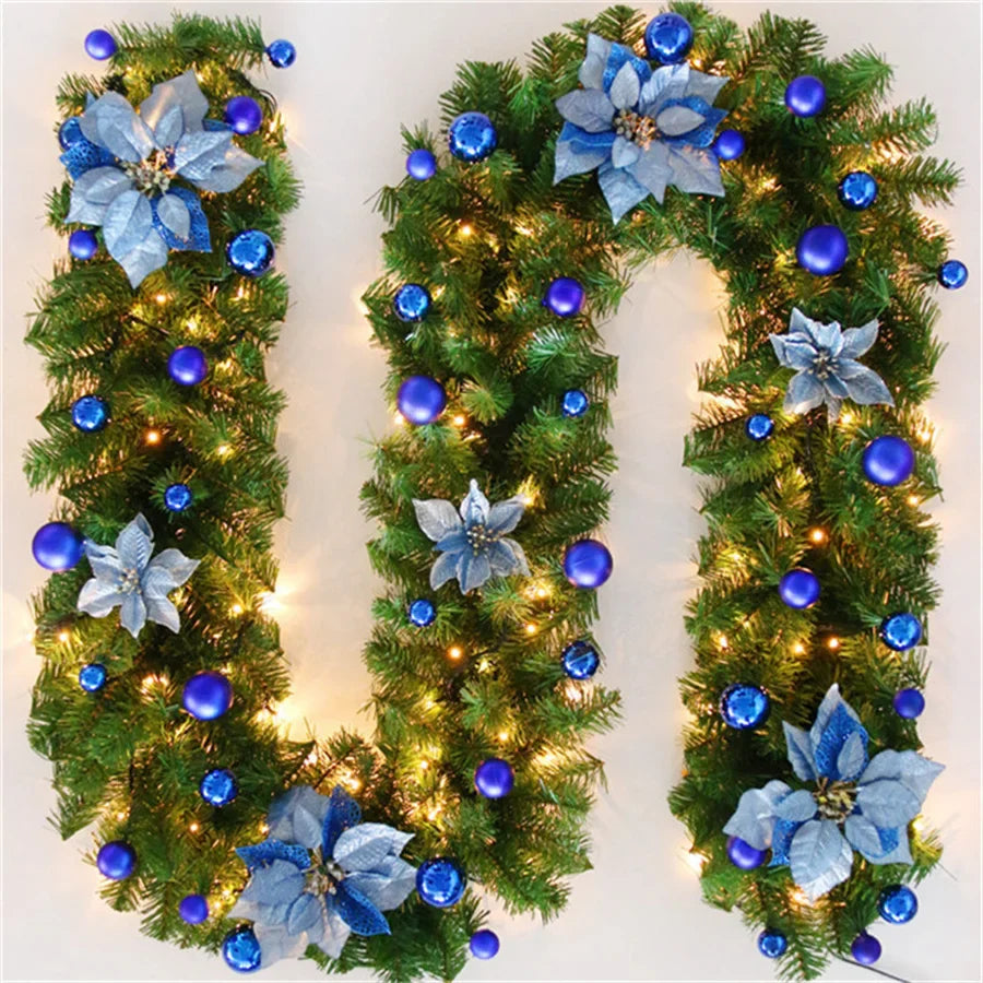 Luminarae | Guirlande de Noël 2,7 m | Avec éclairage LED & branches de sapin | Pour cheminée, rampe d'escalier & décoration de porte | 5 couleurs