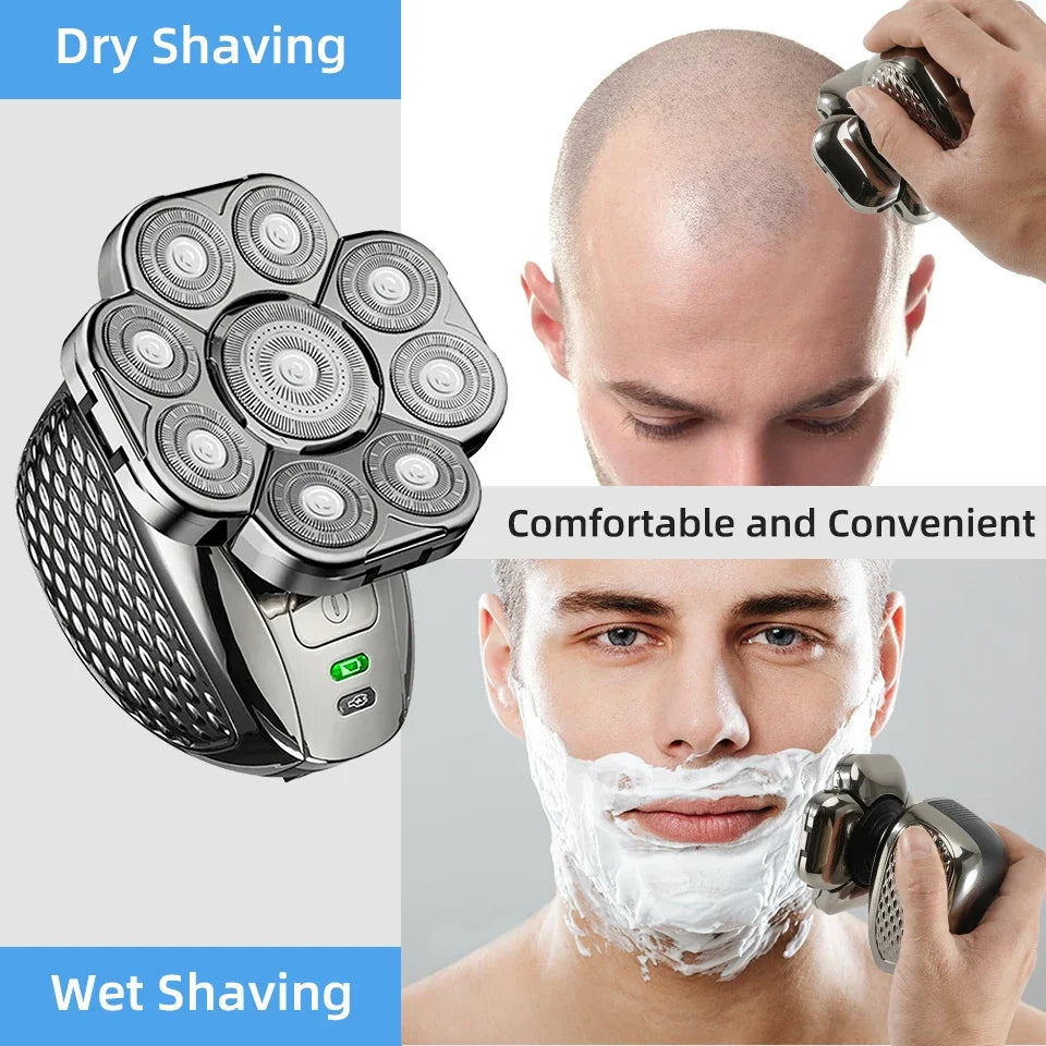 Rasoir électrique étanche 6-en-1 pour hommes avec têtes flottantes 9D et trousse de soin – MultiTrim