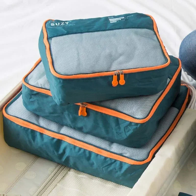 Packavio Set d'Organisateurs de Voyage 7 pièces | Sacs de Valise pour Vêtements & Chaussures | Gain de Place & Résistant à l'Eau