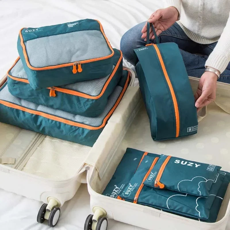 Packavio Set d'Organisateurs de Voyage 7 pièces | Sacs de Valise pour Vêtements & Chaussures | Gain de Place & Résistant à l'Eau